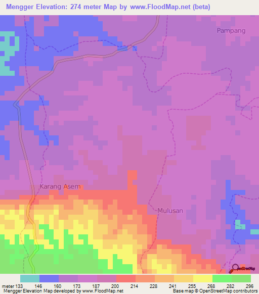 Mengger,Indonesia Elevation Map