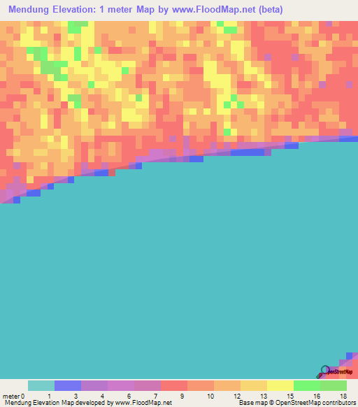 Mendung,Indonesia Elevation Map