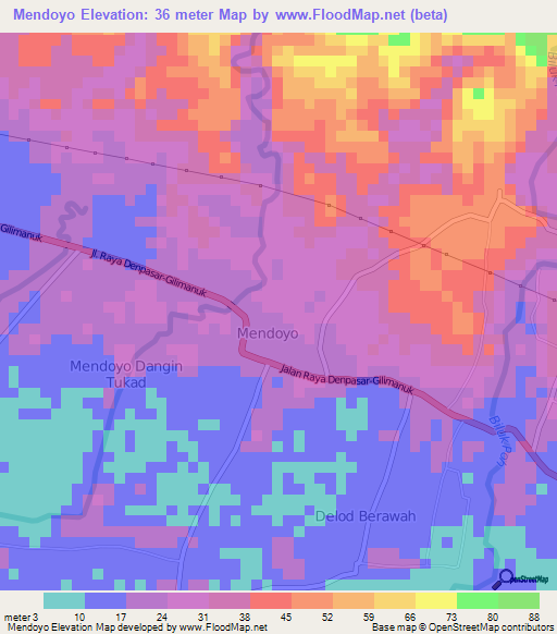 Mendoyo,Indonesia Elevation Map