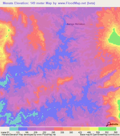 Menate,Indonesia Elevation Map