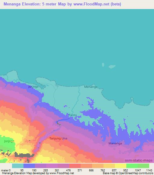 Menanga,Indonesia Elevation Map