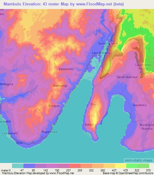 Mambulu,Indonesia Elevation Map