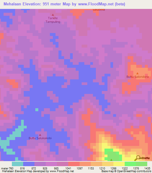 Mehalaan,Indonesia Elevation Map