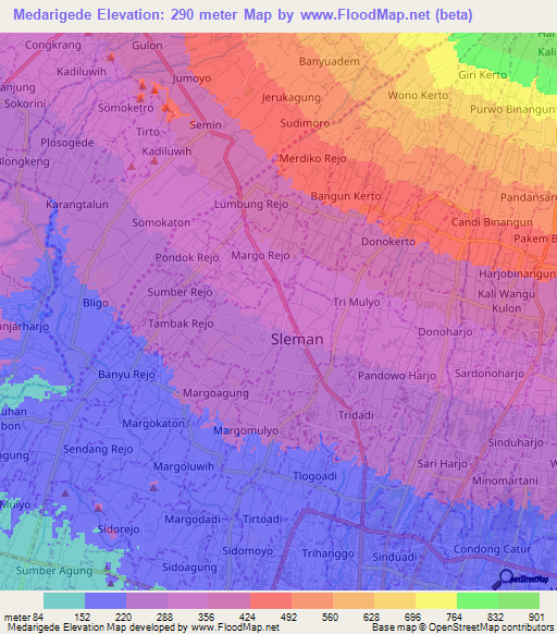 Medarigede,Indonesia Elevation Map