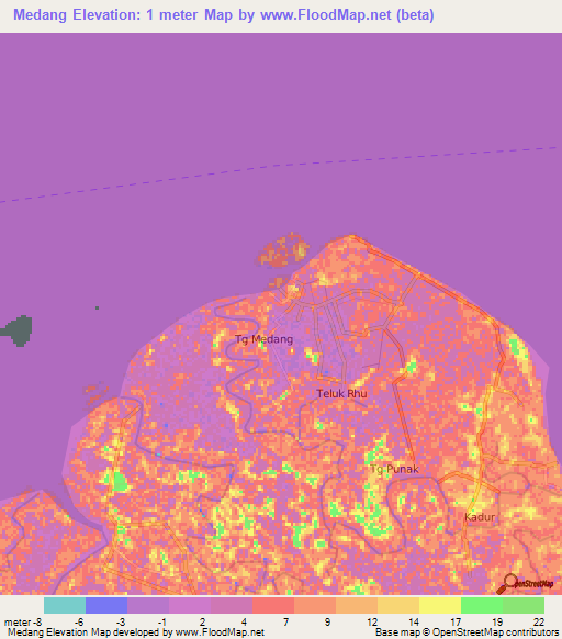 Medang,Indonesia Elevation Map