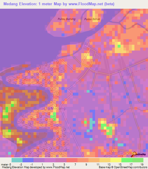 Medang,Indonesia Elevation Map