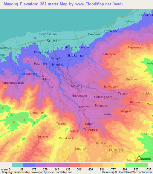 Mayong,Indonesia Elevation Map