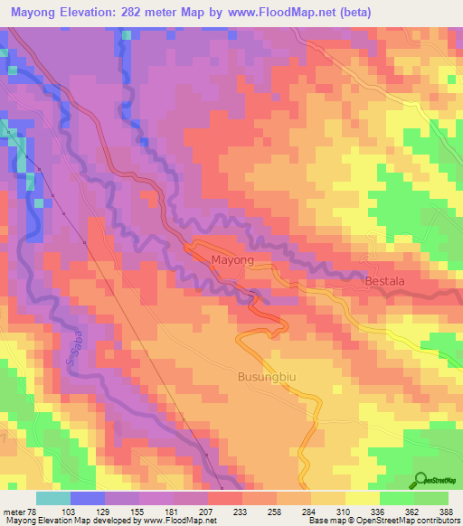 Mayong,Indonesia Elevation Map