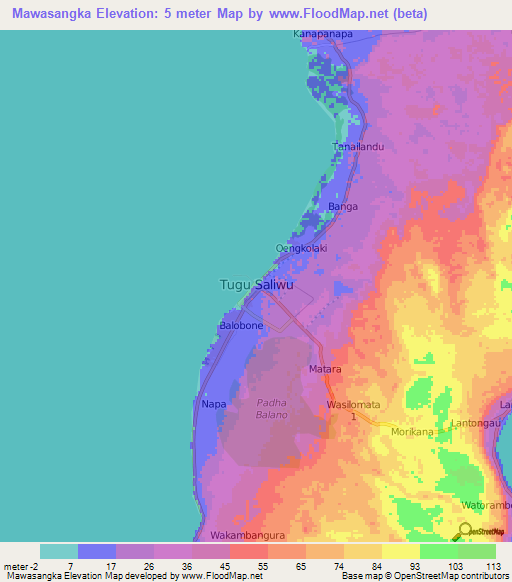 Mawasangka,Indonesia Elevation Map