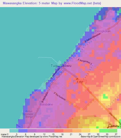 Mawasangka,Indonesia Elevation Map