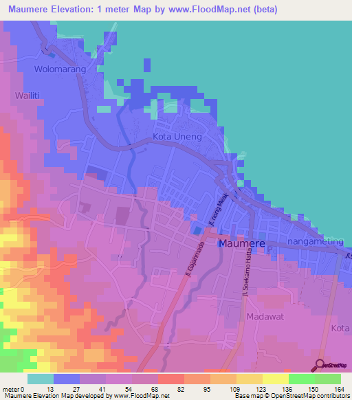 Maumere,Indonesia Elevation Map