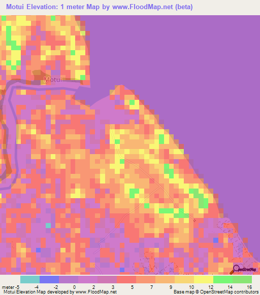 Motui,Indonesia Elevation Map