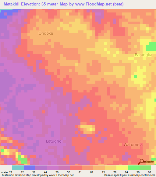 Matakidi,Indonesia Elevation Map