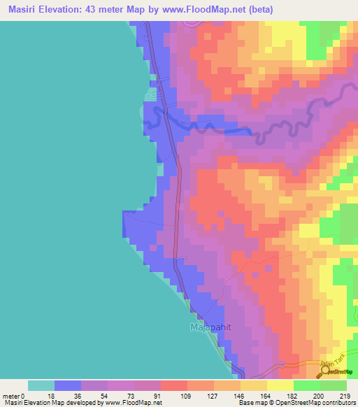 Masiri,Indonesia Elevation Map