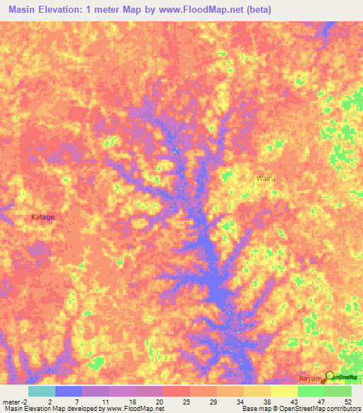 Masin,Indonesia Elevation Map