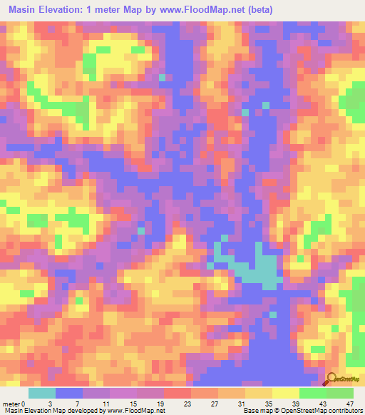 Masin,Indonesia Elevation Map