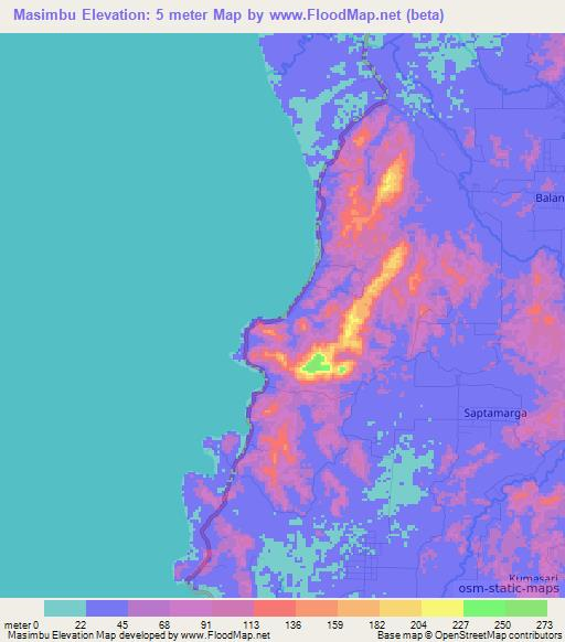 Masimbu,Indonesia Elevation Map