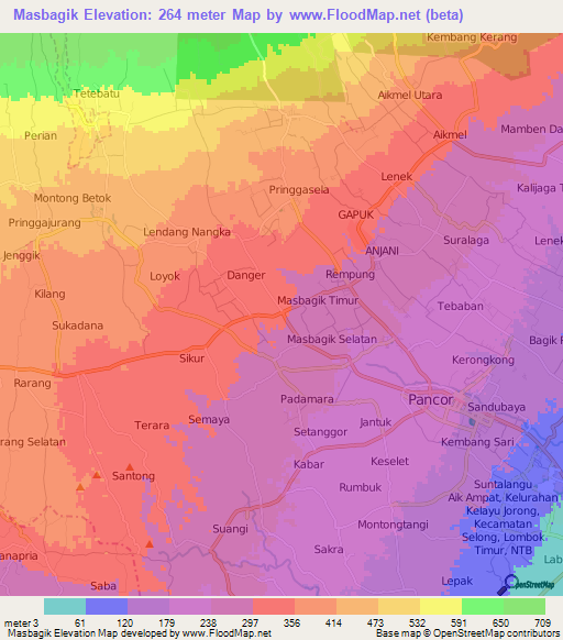Masbagik,Indonesia Elevation Map