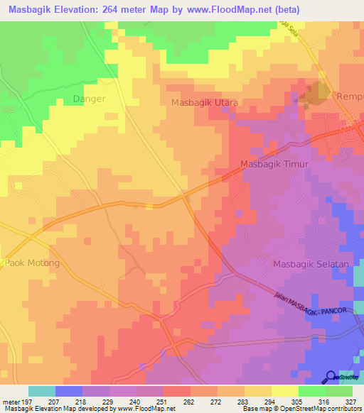 Masbagik,Indonesia Elevation Map