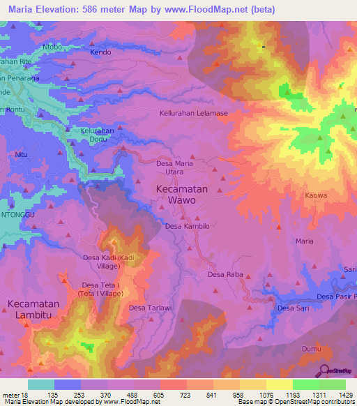 Maria,Indonesia Elevation Map