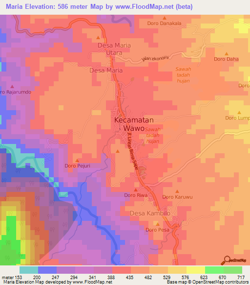 Maria,Indonesia Elevation Map