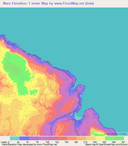 Mara,Indonesia Elevation Map