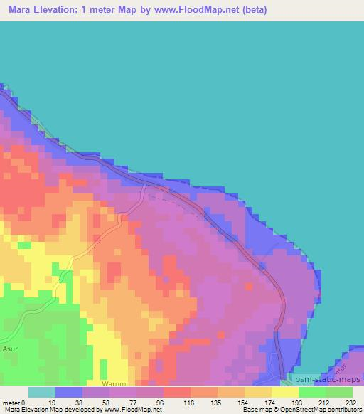 Mara,Indonesia Elevation Map