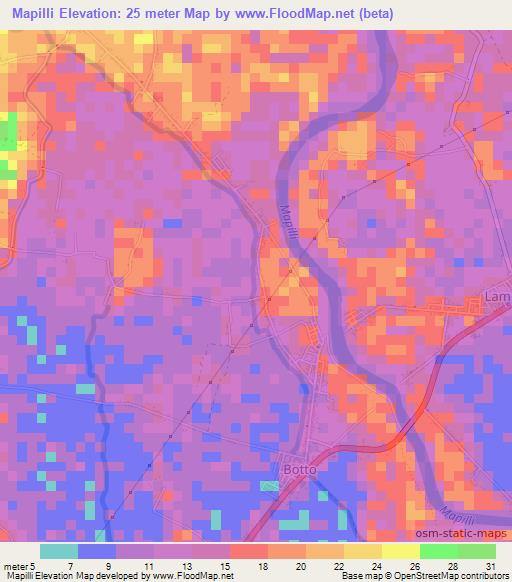 Mapilli,Indonesia Elevation Map