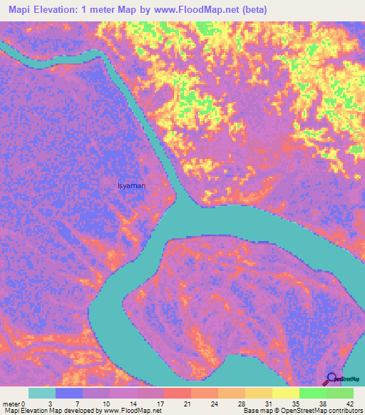 Mapi,Indonesia Elevation Map