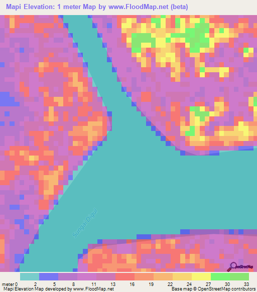 Mapi,Indonesia Elevation Map