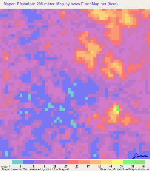 Mapan,Indonesia Elevation Map