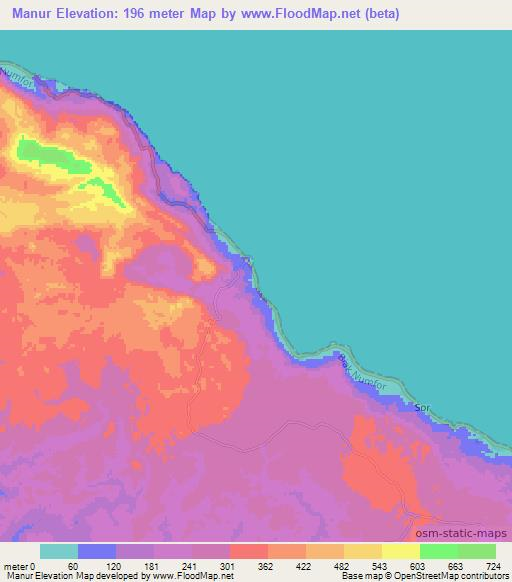 Manur,Indonesia Elevation Map