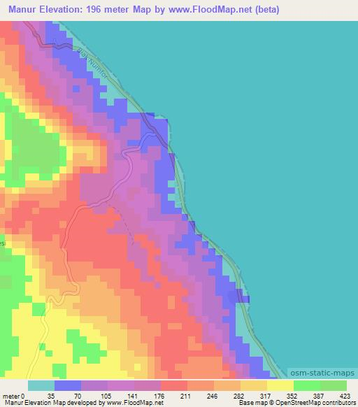 Manur,Indonesia Elevation Map