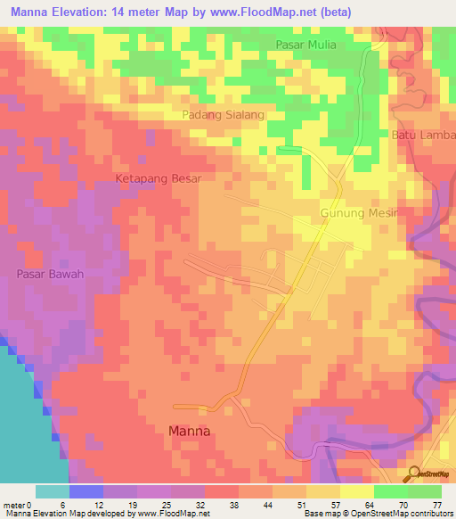 Manna,Indonesia Elevation Map