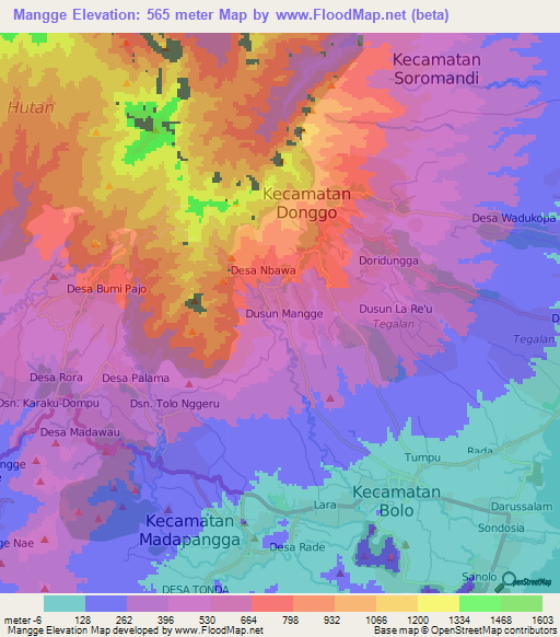 Mangge,Indonesia Elevation Map