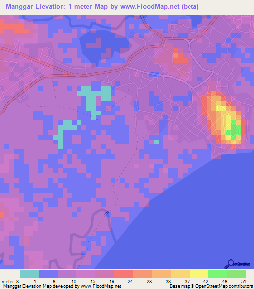 Manggar,Indonesia Elevation Map