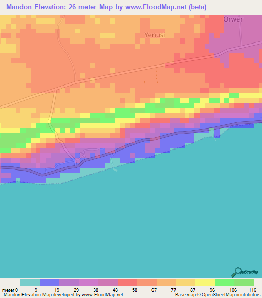 Mandon,Indonesia Elevation Map