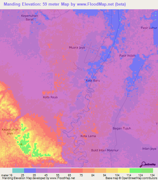 Manding,Indonesia Elevation Map