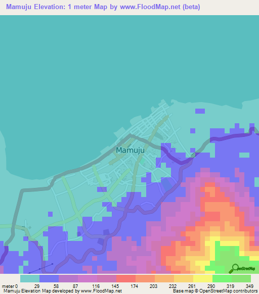 Mamuju,Indonesia Elevation Map