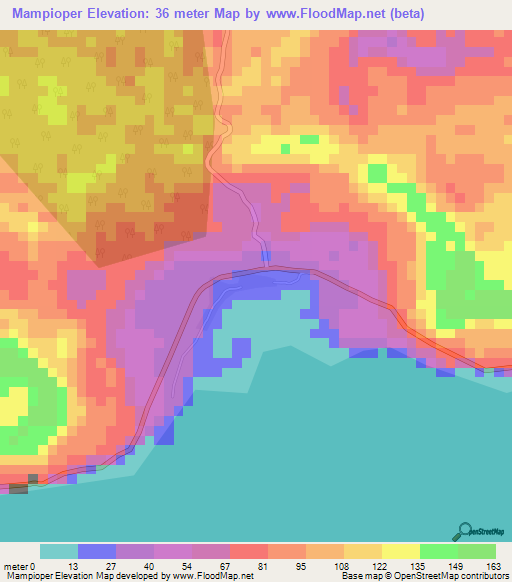 Mampioper,Indonesia Elevation Map