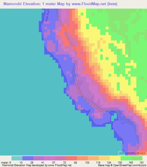 Mamorobi,Indonesia Elevation Map