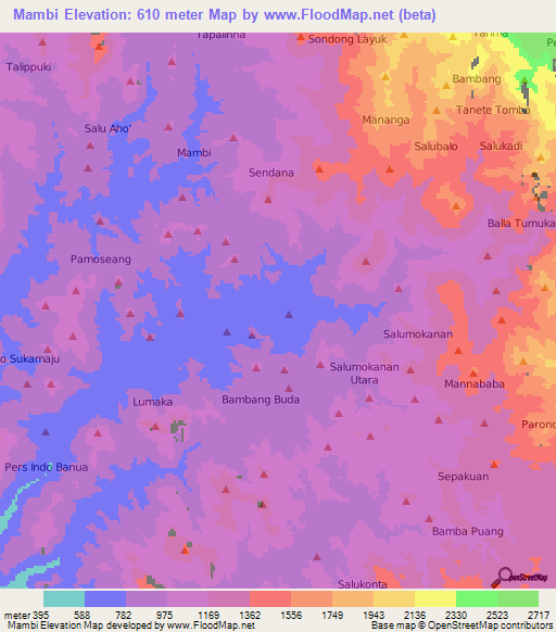 Mambi,Indonesia Elevation Map