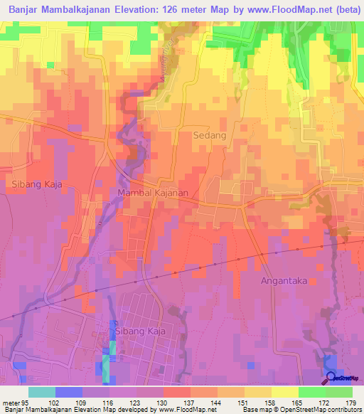 Banjar Mambalkajanan,Indonesia Elevation Map