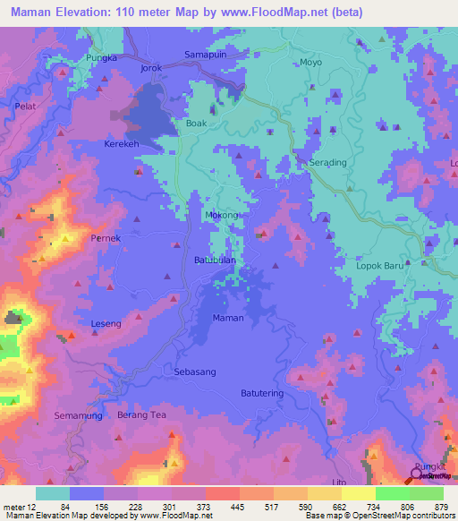 Maman,Indonesia Elevation Map