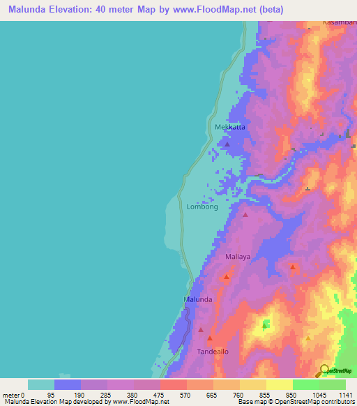 Malunda,Indonesia Elevation Map