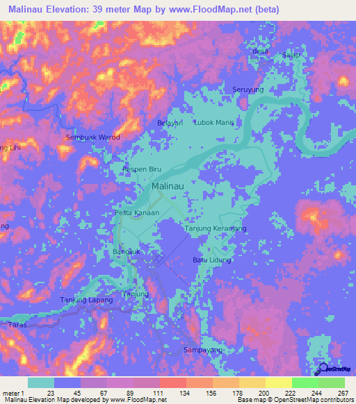 Malinau,Indonesia Elevation Map