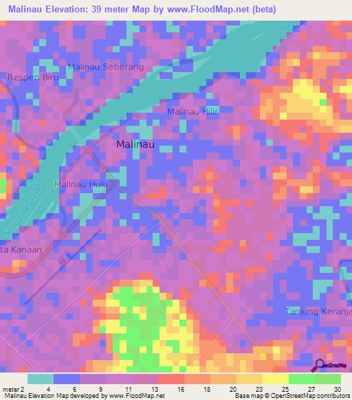 Malinau,Indonesia Elevation Map