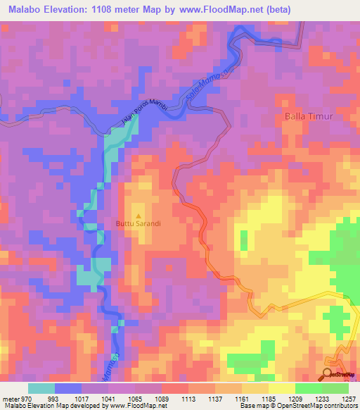 Malabo,Indonesia Elevation Map