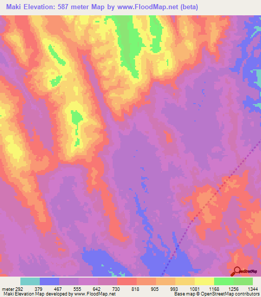 Maki,Indonesia Elevation Map