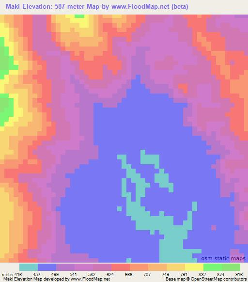 Maki,Indonesia Elevation Map